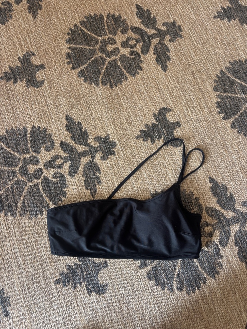 aerie Black Asymmetrical One-Shoulder Swim Top